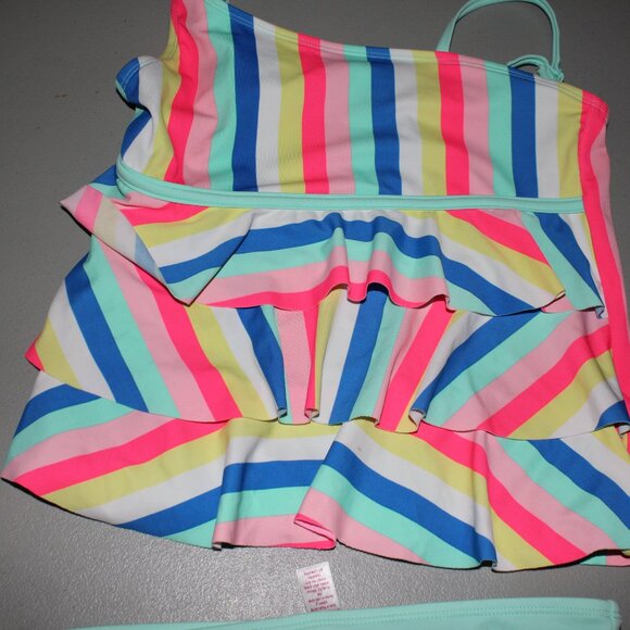 Multi Color 2 Pcs Justice Tankini Swimsuit Size 14 - Picture 2 of 10